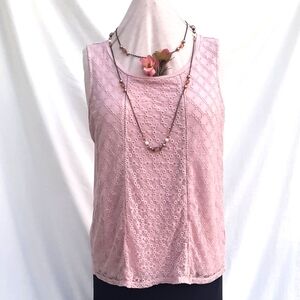 Dusty Rose Pink Lace Sleeveless Top